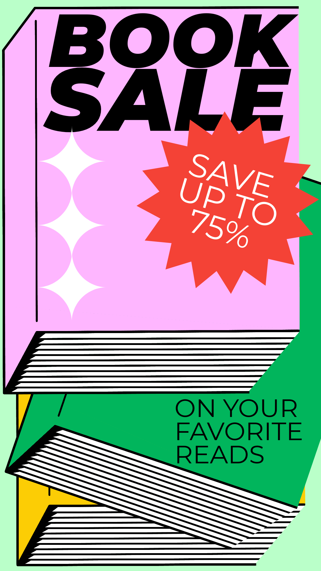 Vibrant Book Sale Ad with Eye-Catching Discounts