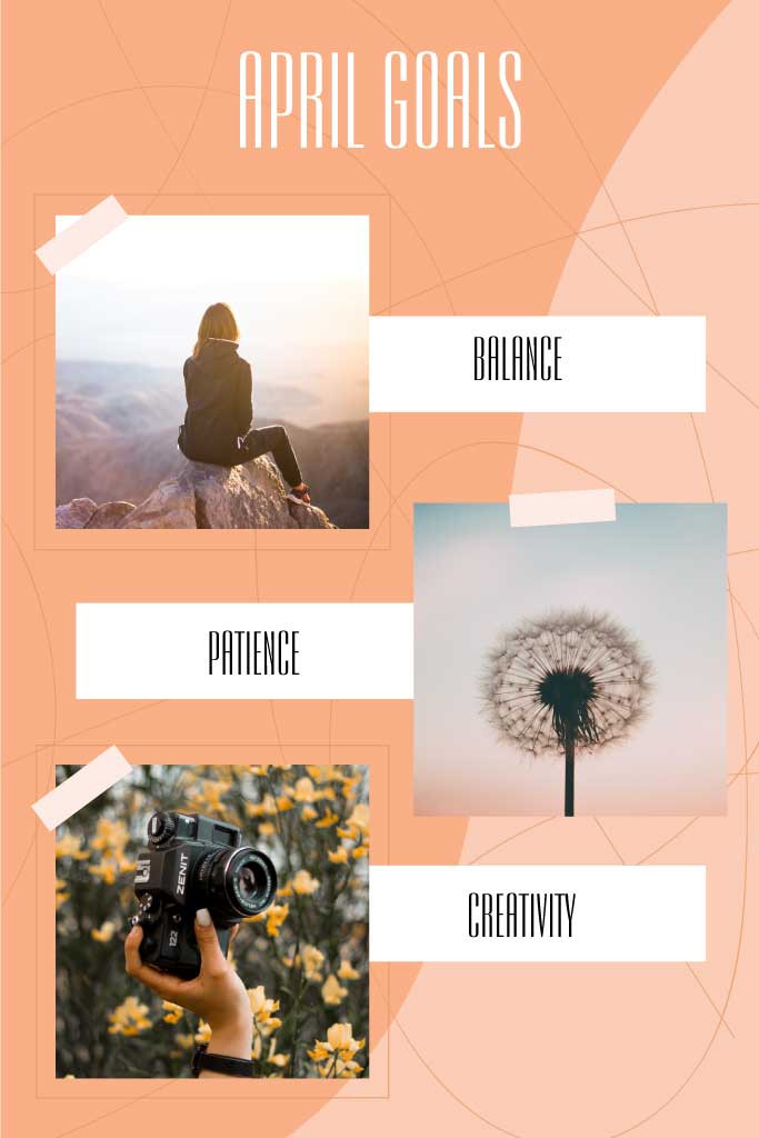 Template Peachy April Goals Inspirational Poster Design