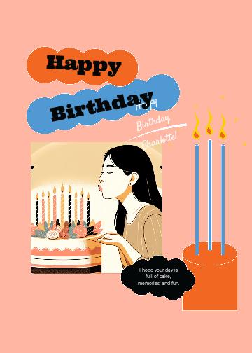 Cheerful Blue and Orange Birthday Post Template