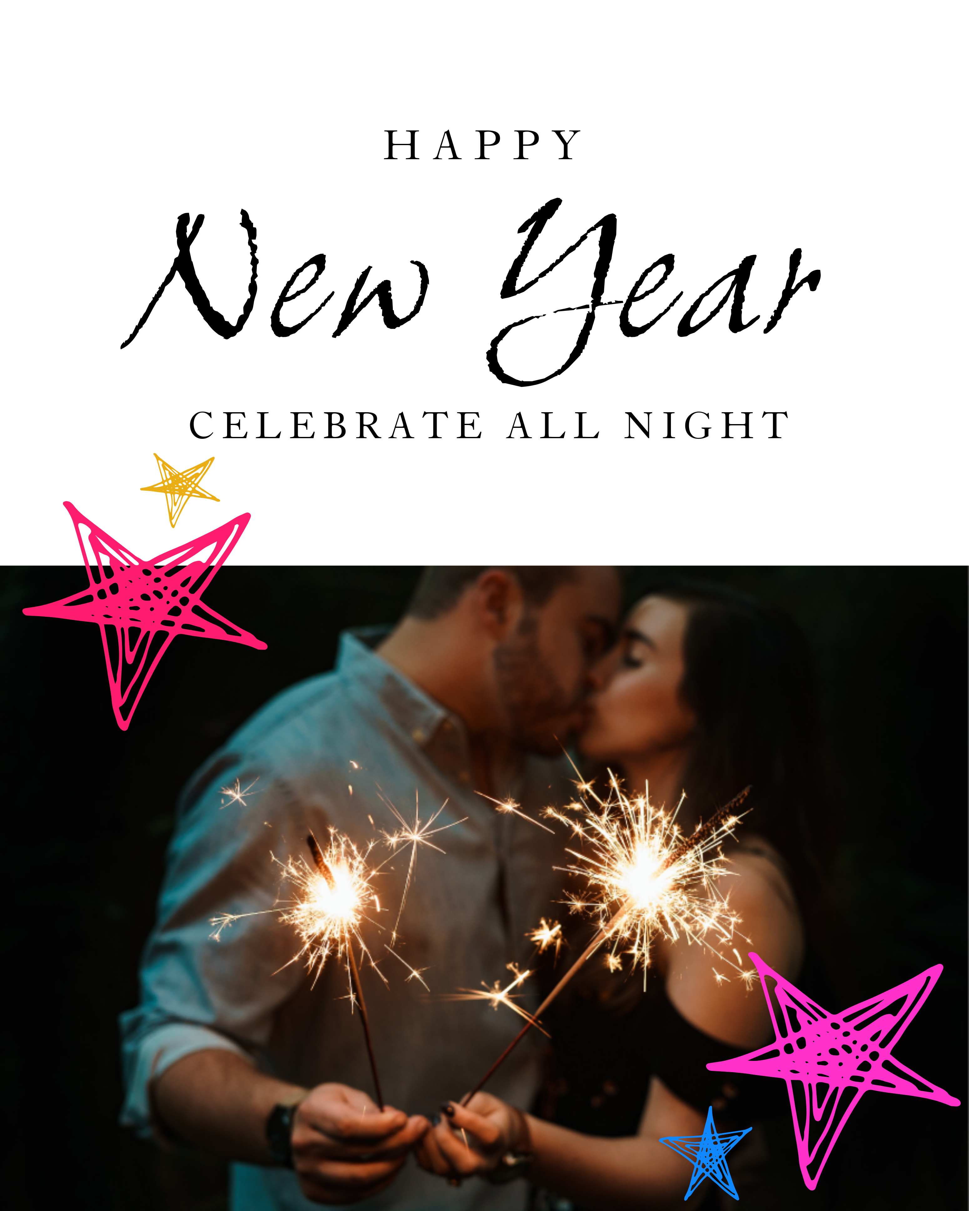 Elegant New Year Celebration Poster Design Black White