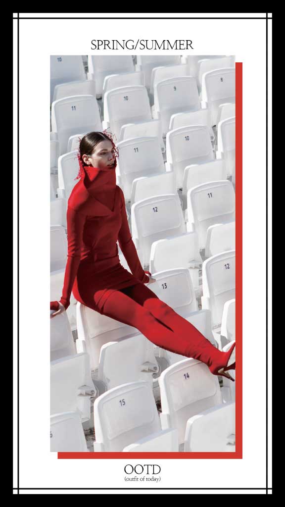 Chic Red Fashion Ad for Spring Collection