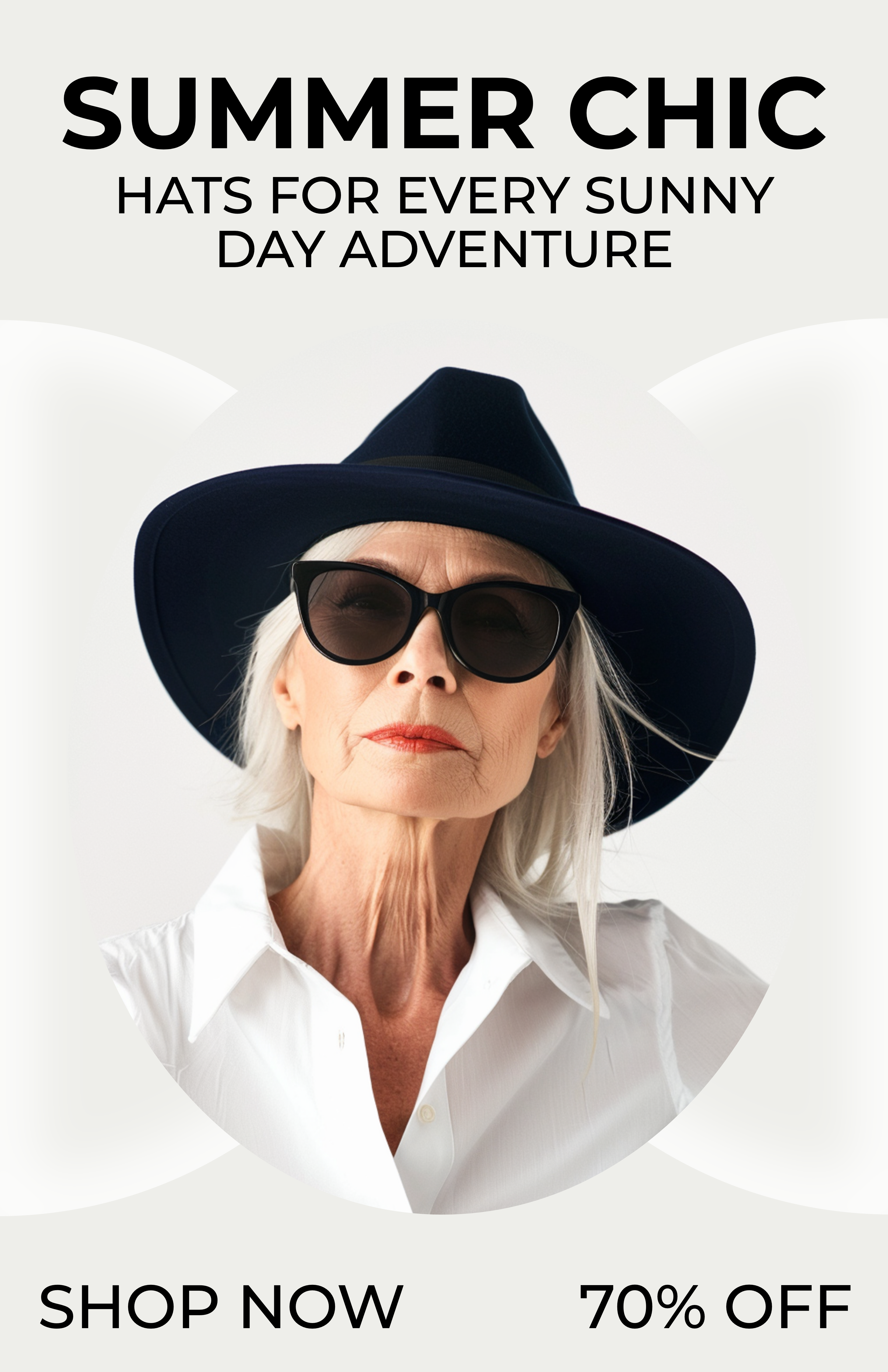 Template Elegant Summer Hat Poster in White