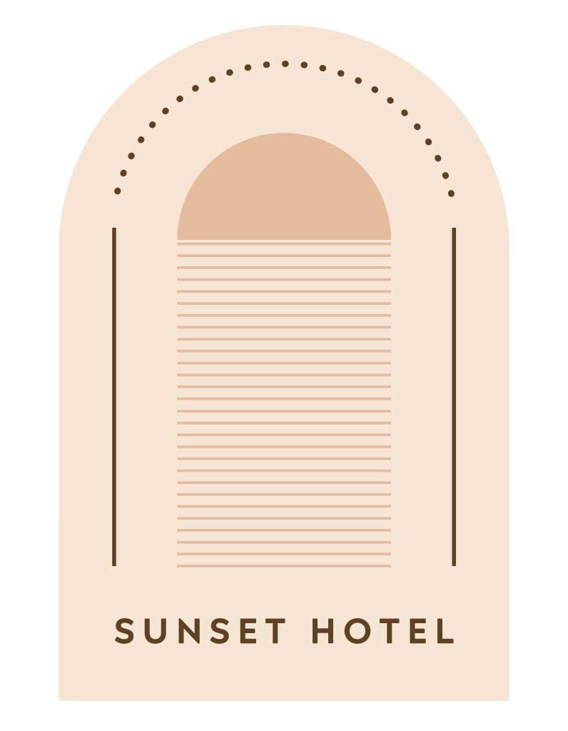 Template Elegant Peach Arch Hotel Poster Design
