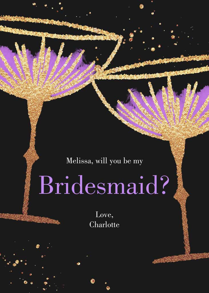 Elegant Black and Purple Bridesmaid Proposal Post