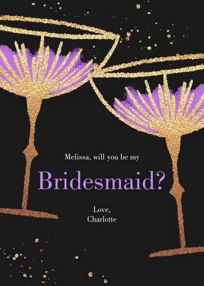 Template Elegant Black and Purple Bridesmaid Proposal Post