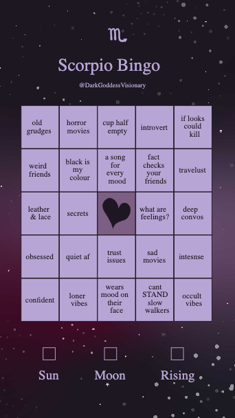 Mystical Purple Scorpio Bingo Social Media Post