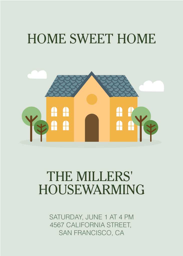 Charming Housewarming Invitation Post Sage Green