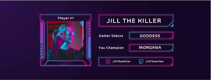 Template Vibrant Purple Gamer Profile Poster Design
