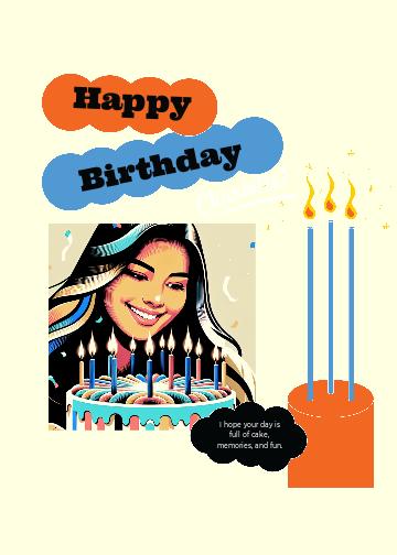 Cheerful Blue and Orange Birthday Post Template