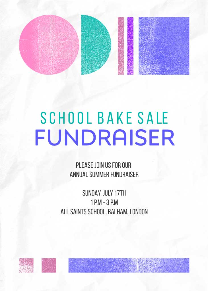 Vibrant Bake Sale Fundraiser Poster Design