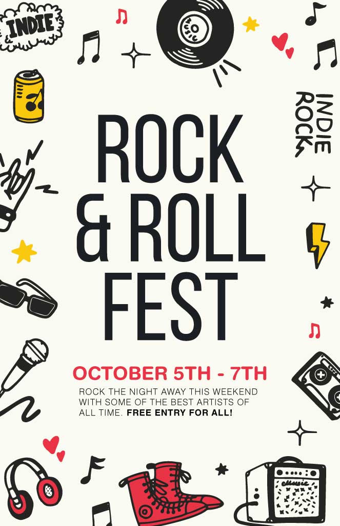 Template Black and White Rock Music Festival Poster