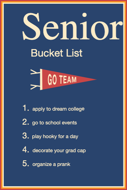 Vibrant Blue Senior Bucket List Poster