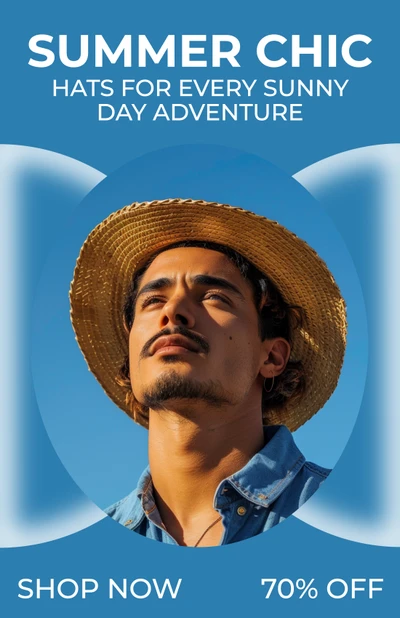 Template Stylish Summer Hats Poster in Blue