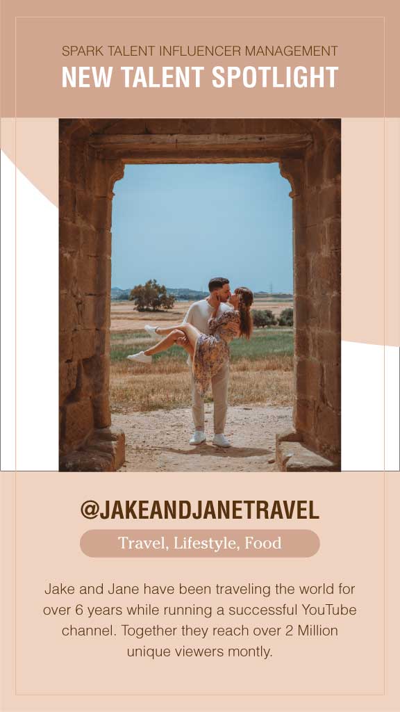 Travel Influencer Spotlight Poster in Peach