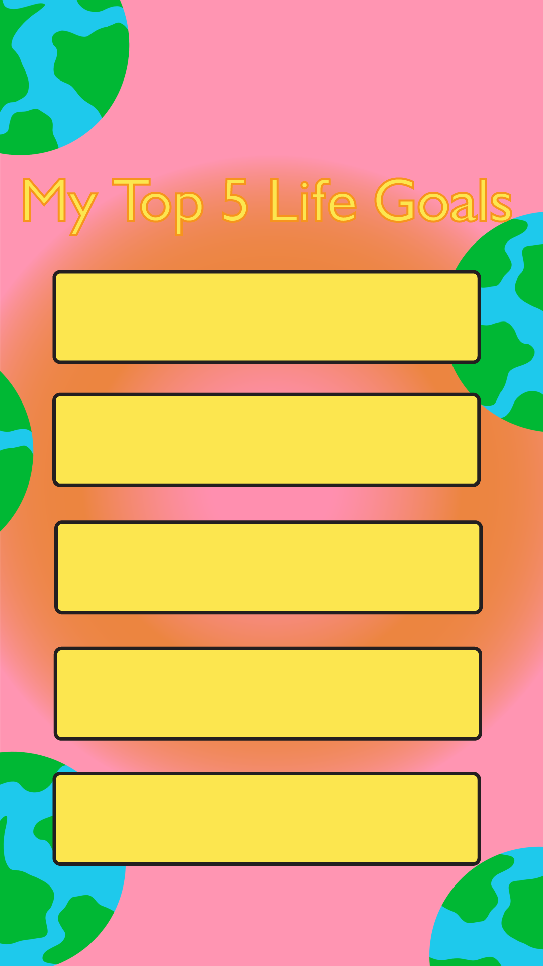 Vibrant Goals List Poster in Pink and Yellow