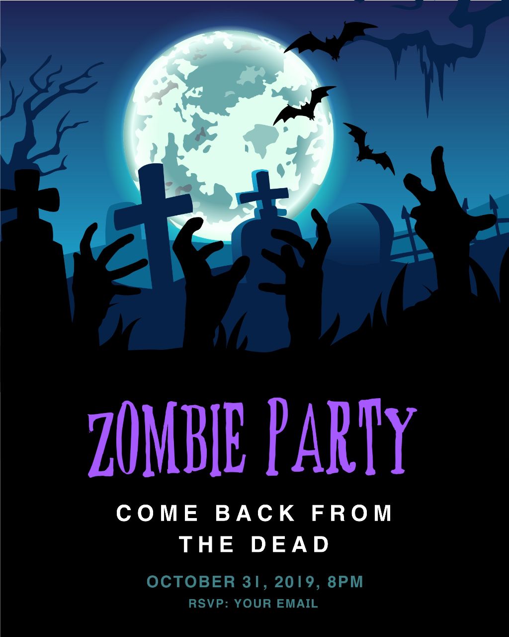 Spooky Night Zombie Party Poster Design