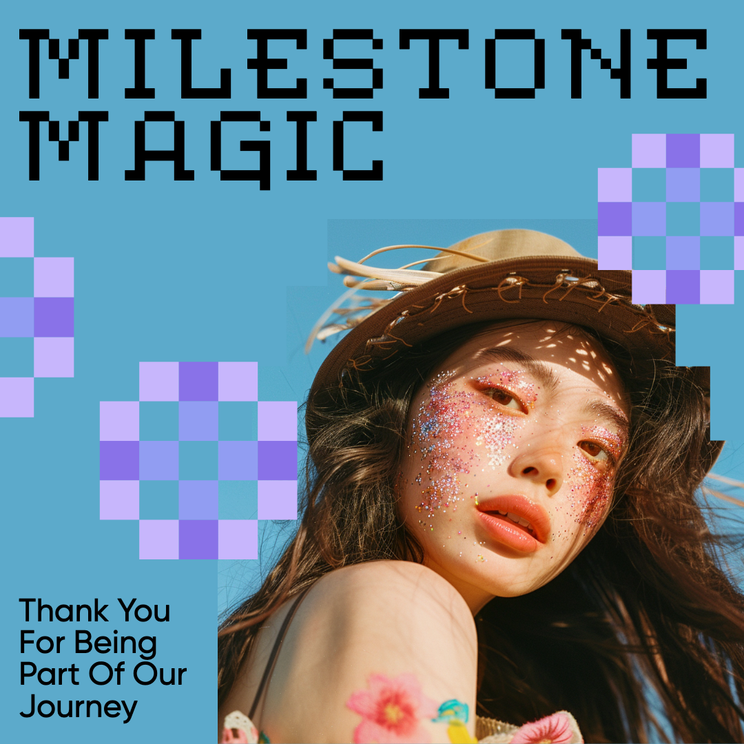 Milestone Magic Gratitude Instagram Post in Blue