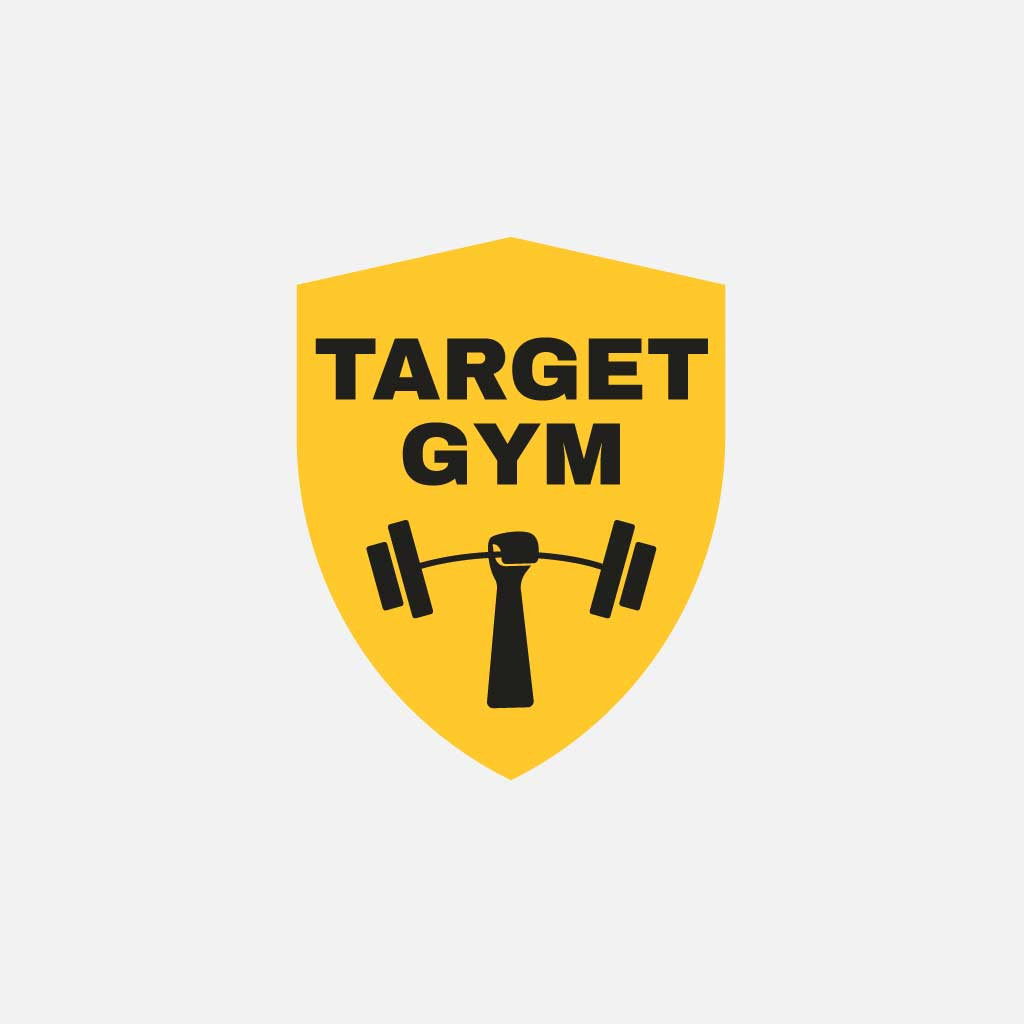 Template Bold Yellow Target Gym Logo Post